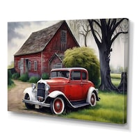 Designart Old Vintage Car At The Barn I Canvas Wall Art, 20-in x 12-in Front_Three_Fourths_Angled_Left