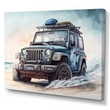 Designart Off Road On The Beach II Canvas Wall Art, Blue, 40-in x 30-in Front_Three_Fourths_Angled_Left