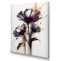 Designart Pink Daisy Flower On Abstract Fusion III Canvas Wall Art, 30-in x 40-in Front_Three_Fourths_Angled_Left