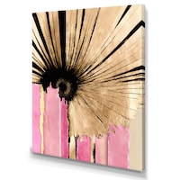 Designart Pink Gerbera Flower On Abstract Fusion I Canvas Wall Art, 30-in x 40-in Front_Three_Fourths_Angled_Left
