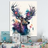 Designart Cute Deer Floral Art II Canvas Wall Art, 30-in x 40-in Front_Three_Fourths_Angled_Left