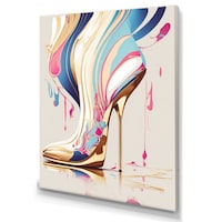 Designart Pink & Blue Art Deco High Heel Boots I Canvas Wall Art, 12-in x 20-in Front_Three_Fourths_Angled_Left