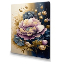 Designart Purple & Blue Watercolor Flowers I Canvas Wall Art, 30-in x 40-in Front_Three_Fourths_Angled_Left