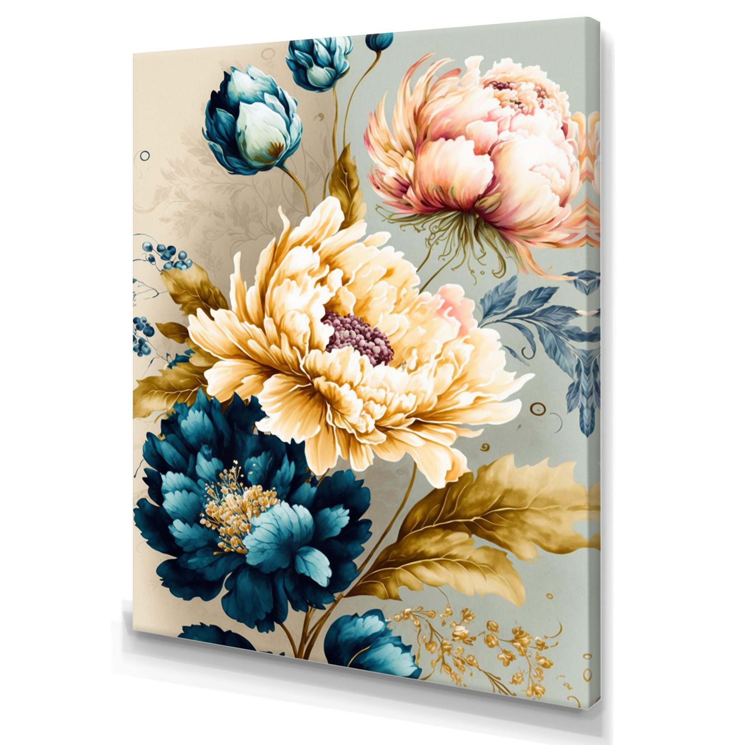 Designart Vibrant Multi-Colour Floral Bunch II Canvas Wall Art, 30-in x 40-in Front_Three_Fourths_Angled_Left
