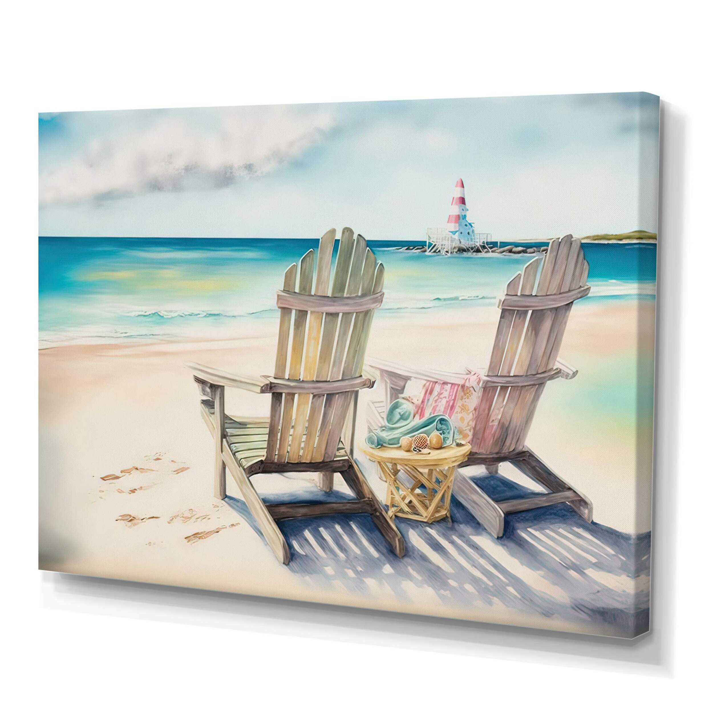 Designart Relax At The Beach V Canvas Wall Art, 32-in x 24-in Front_Three_Fourths_Angled_Left