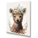 Designart Cute Baby Bear with Floral Crown I Canvas Wall Art, 12-in x 20-in Front_Three_Fourths_Angled_Left