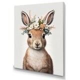 Toile murale Designart Cute Baby Rabbit with Floral Crown II, 12 x 20 po Front_Three_Fourths_Angled_Left