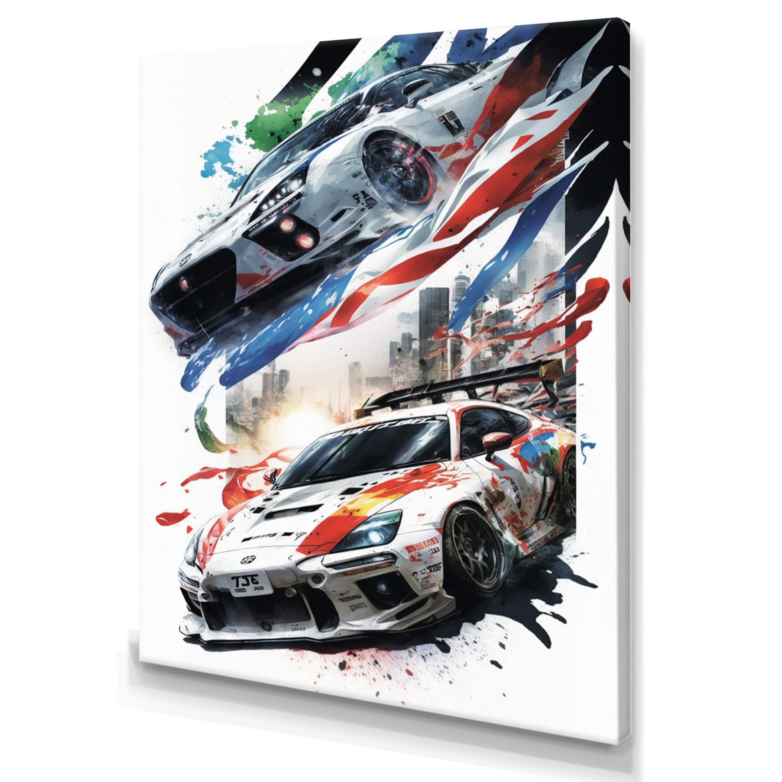 Designart Tokyo Japan Driving Car VII Canvas Wall Art, 30-in x 40-in Front_Three_Fourths_Angled_Left
