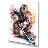 Designart Goal Tender During Game II Canvas Wall Art, 12-in x 20-in Front_Three_Fourths_Angled_Left