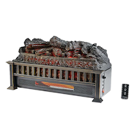 Bûches de foyer électrique Komodo avec télécommande, 23 po, 1 500 W, noir Composite_or_Mixed