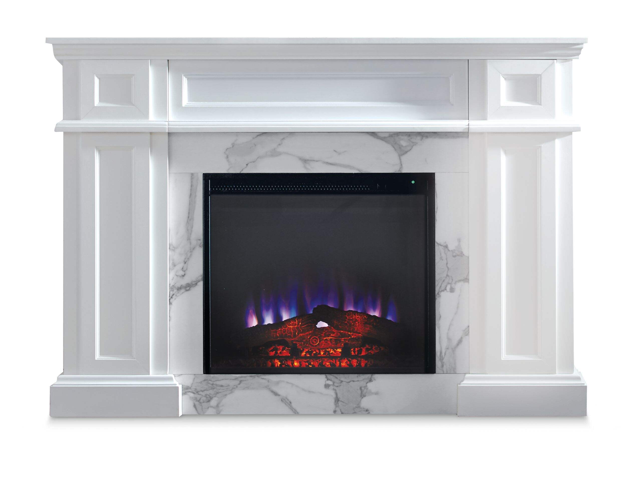 CANVAS Marseille Electric Fireplace, 54-in, 1400W, Includes Remote Control, White Front_Flat