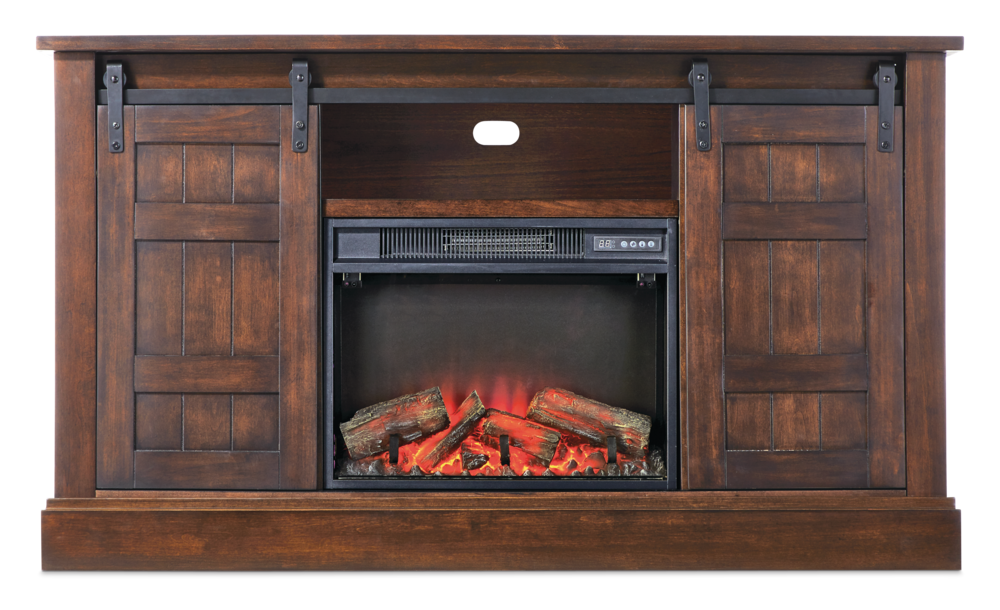 Eastwood Electric Fireplace TV Stand, 60-in, 1500W, Includes Remote Control, Brown CANVAS