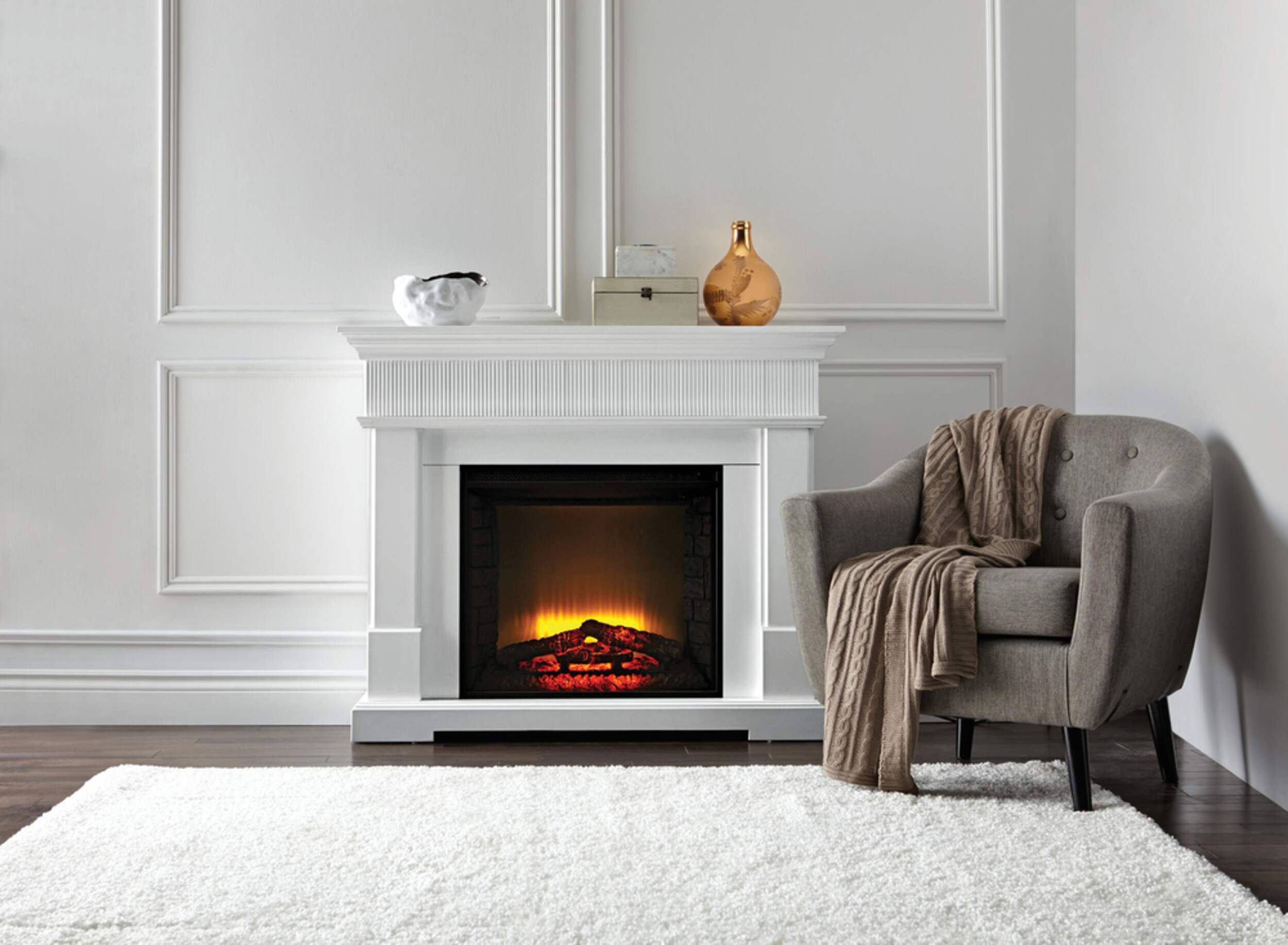 CANVAS Harlow Electric Fireplace, White Canadian Tire