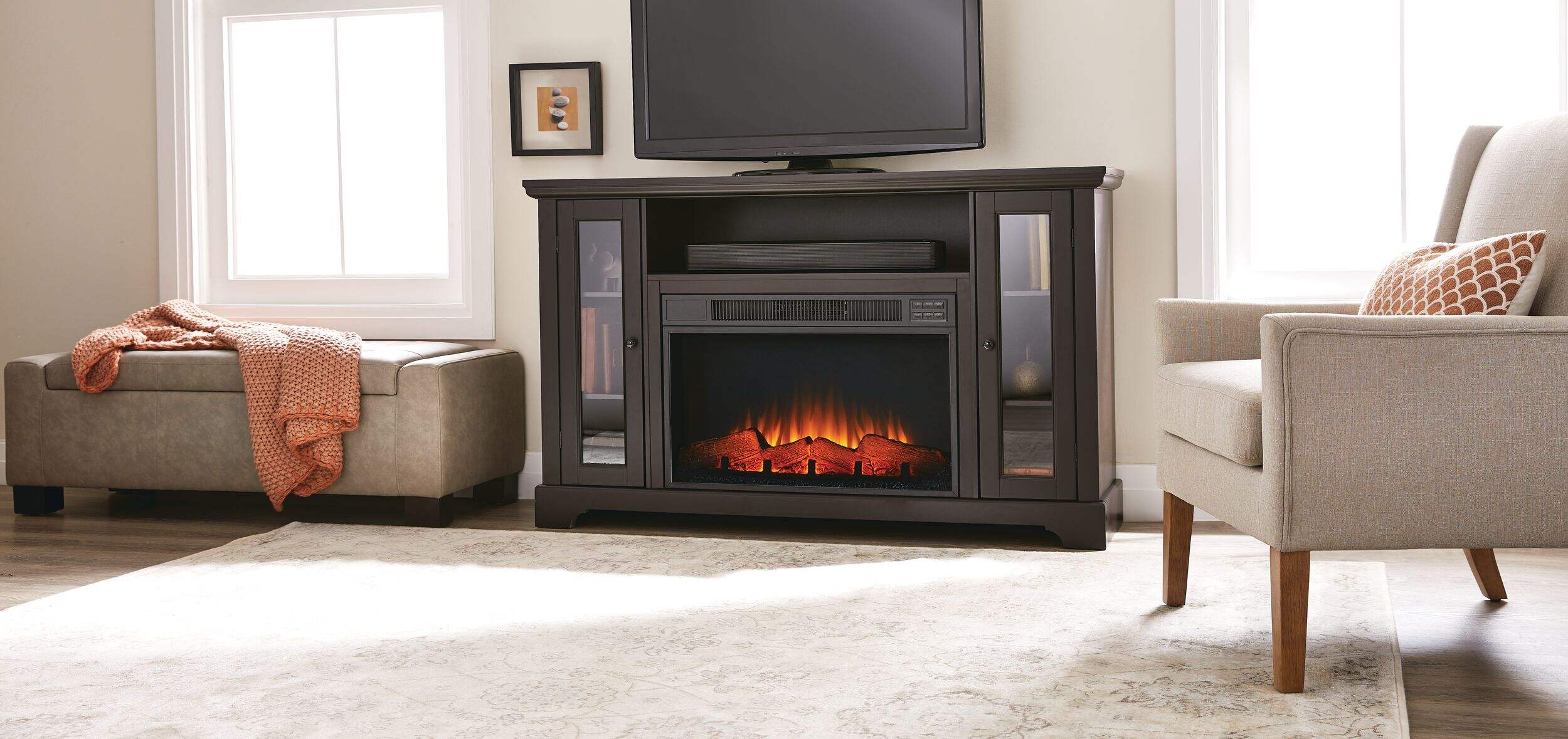 CANVAS Kingwood Media Electric Fireplace TV Stand, 57in, 1500W