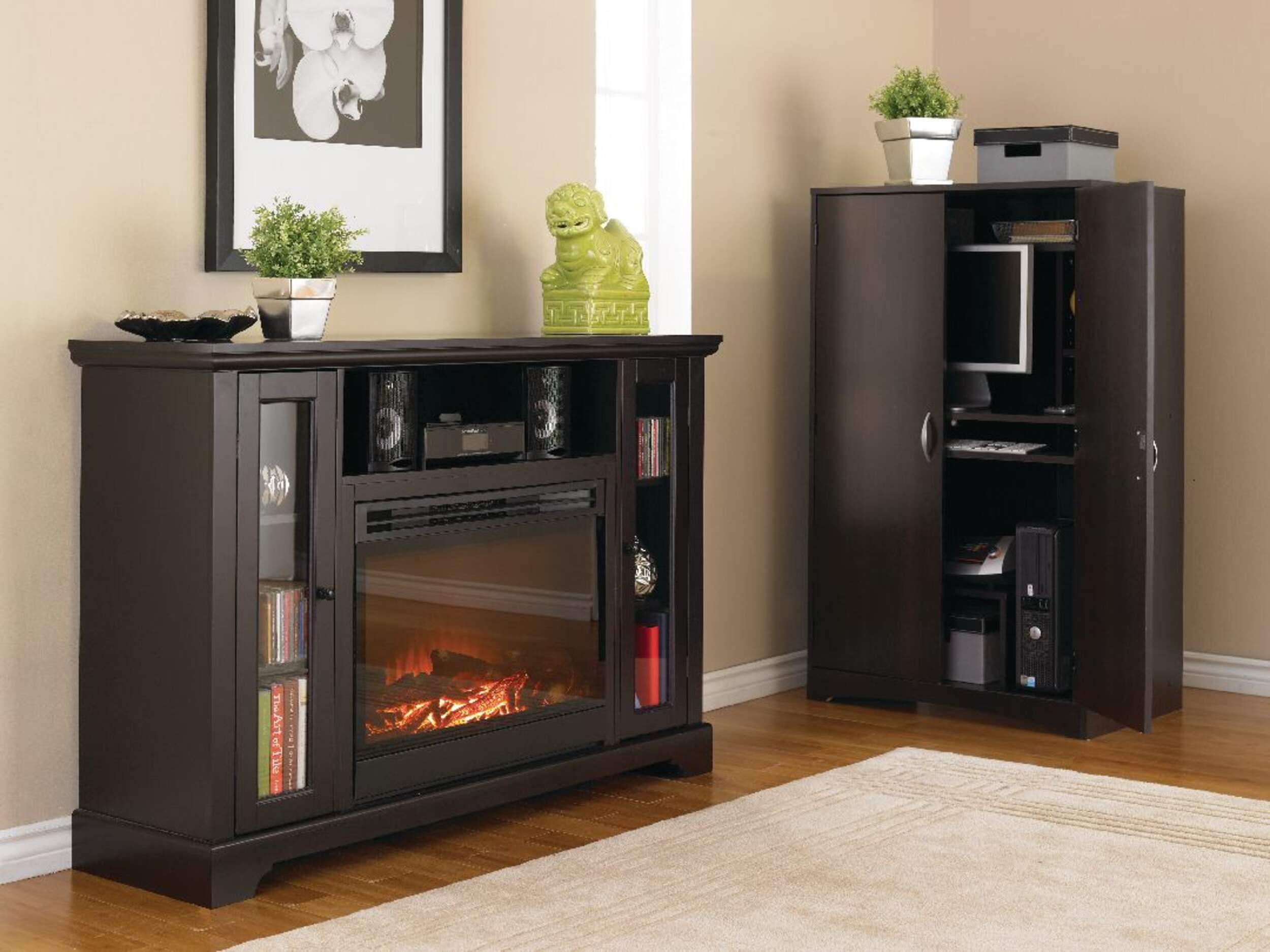 CANVAS Kingwood Media Electric Fireplace TV Stand, 57in, 1500W