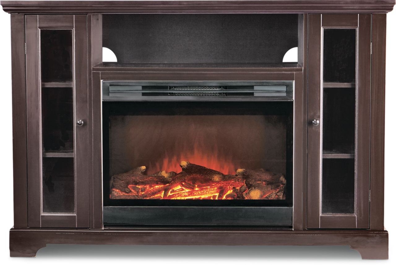 For Living Hamilton Electric Fireplace TV Stand, 44.5-in, 1500W, Brown  Cappucino