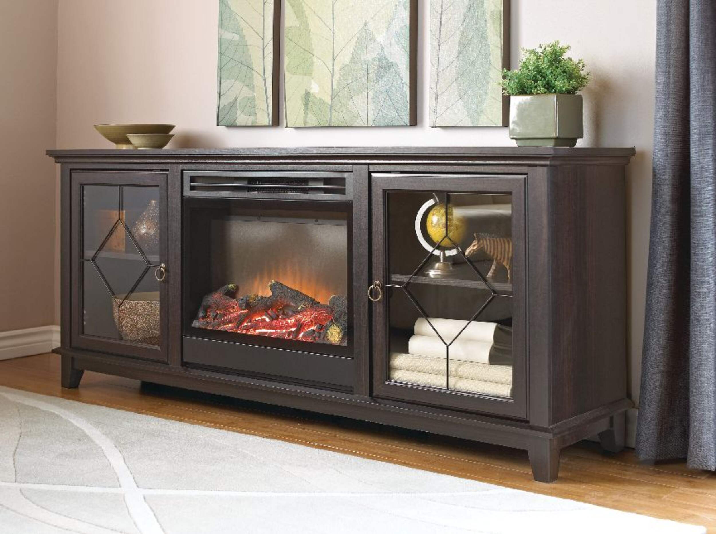 CANVAS Lotus Media Electric Fireplace TV Stand, 67in, 1500W, Includes