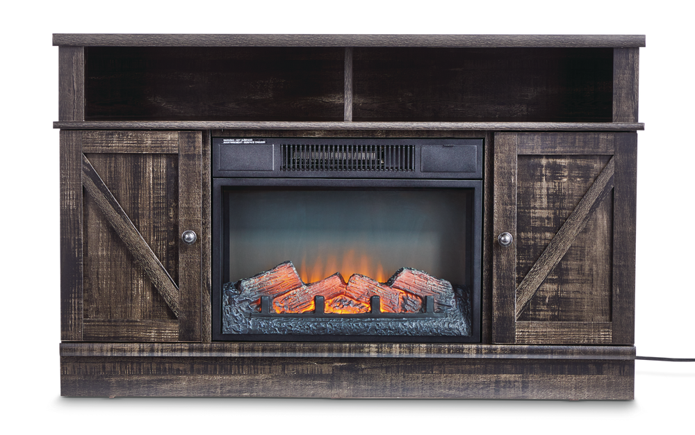 Kerry Media Electric Fireplace TV Stand, 44.5-in, 1500W, Brown - Black Friday Electric Fireplace Tv Stand