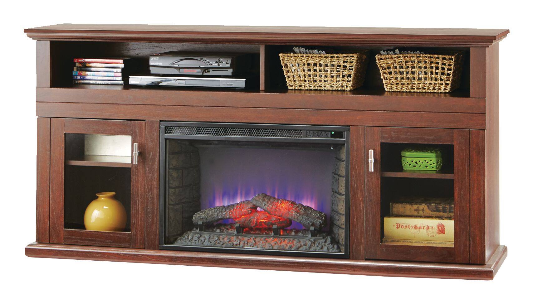 Komodo Surrey Media Electric Fireplace TV Stand 64.5 in 1400W Includes Remote Control Brown Canadian Tire