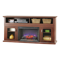 Komodo Surrey Media Electric Fireplace TV Stand, 64.5-in, 1400W, Includes Remote Control, Brown