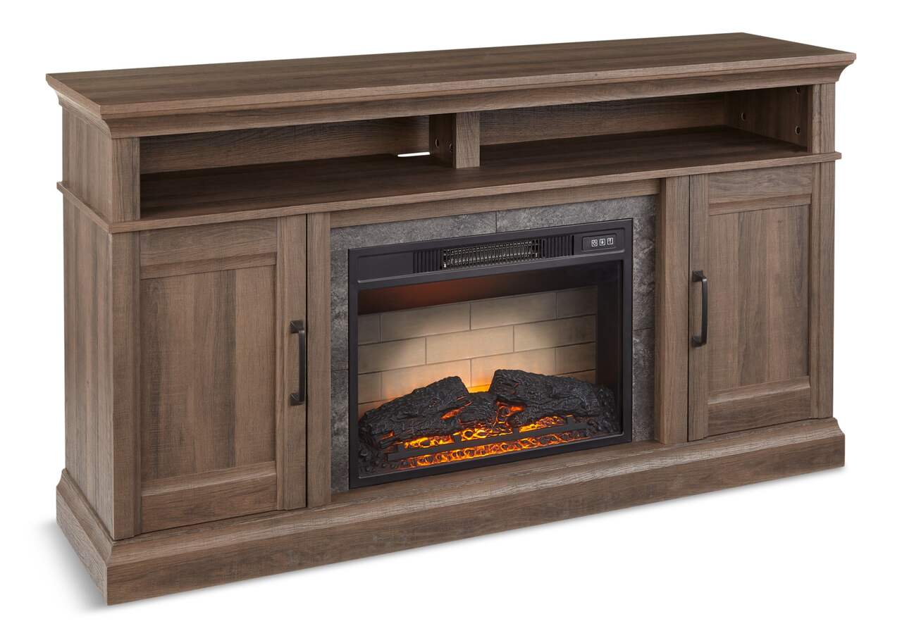 For Living Hamilton Electric Fireplace TV Stand, 44.5-in, 1500W, Brown  Cappucino
