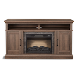 Meuble pour téléviseur avec console multimédia et foyer électrique CANVAS Abbotstford, 60 po, 1 400 W, télécommande comprise, brun Front_Flat