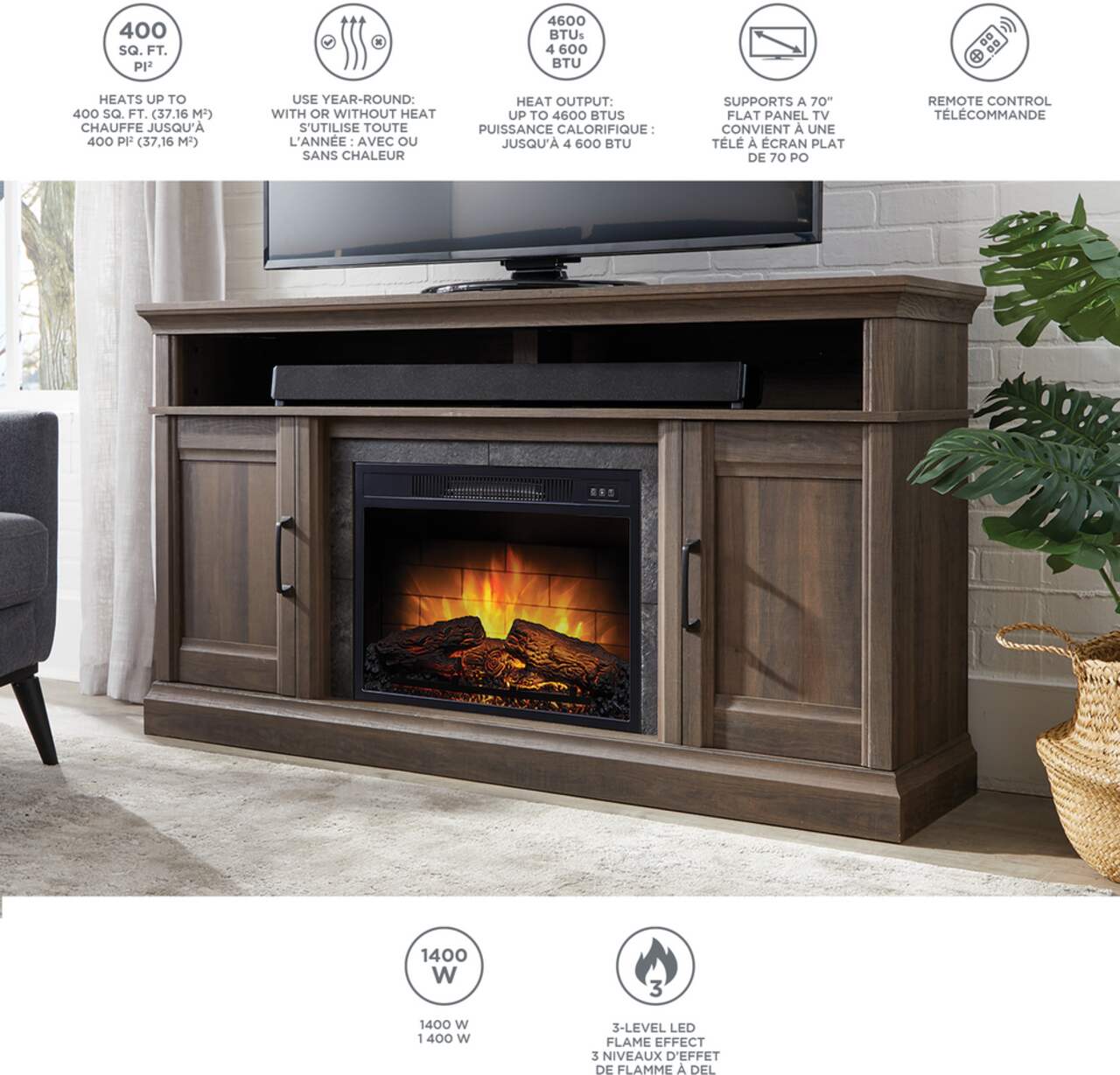 Canadian tire fireplace tv online stand on sale