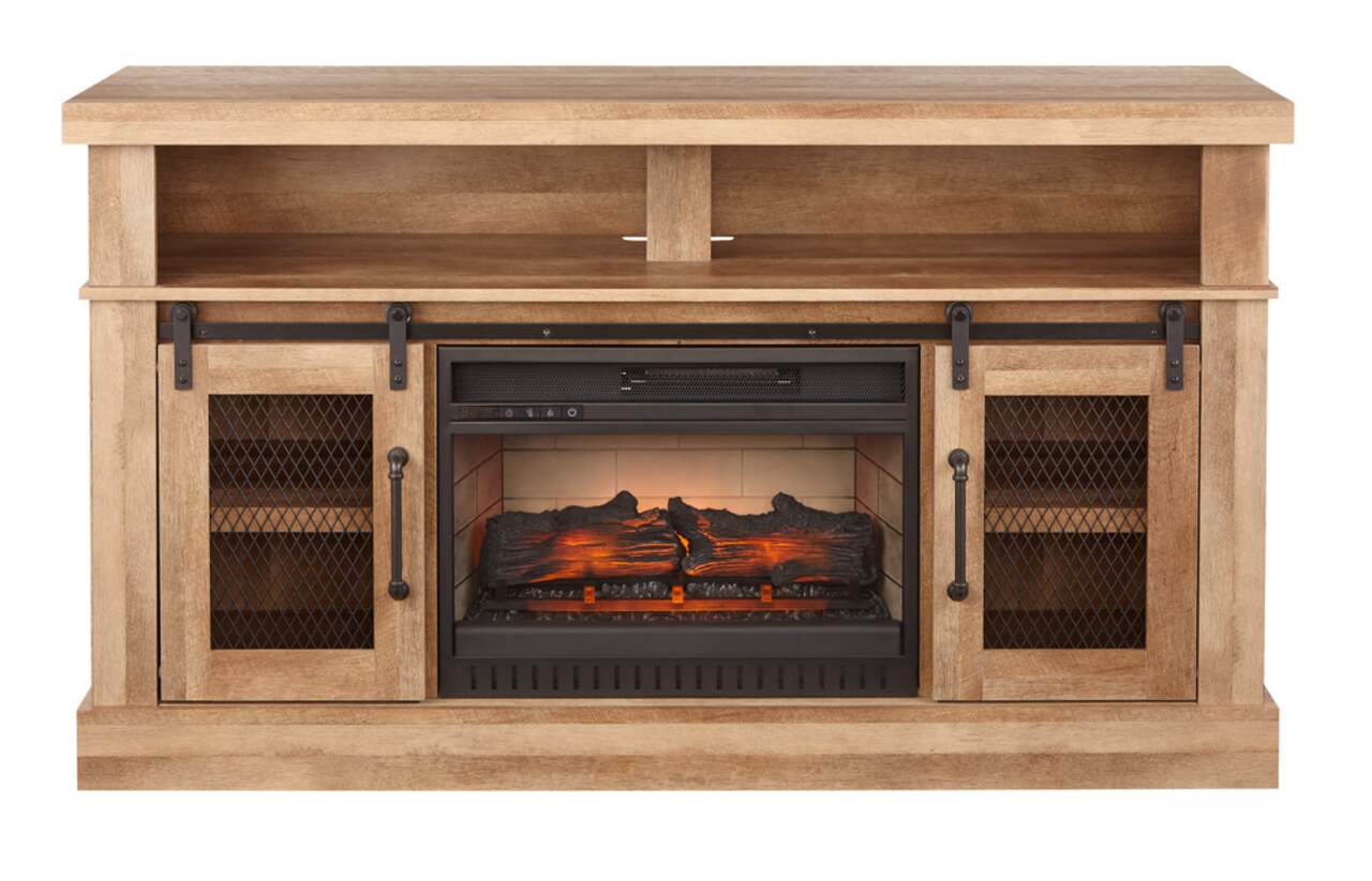 CANVAS Hanover Media Electric Fireplace TV Stand 58 in 1400W Includes Remote Control Brown