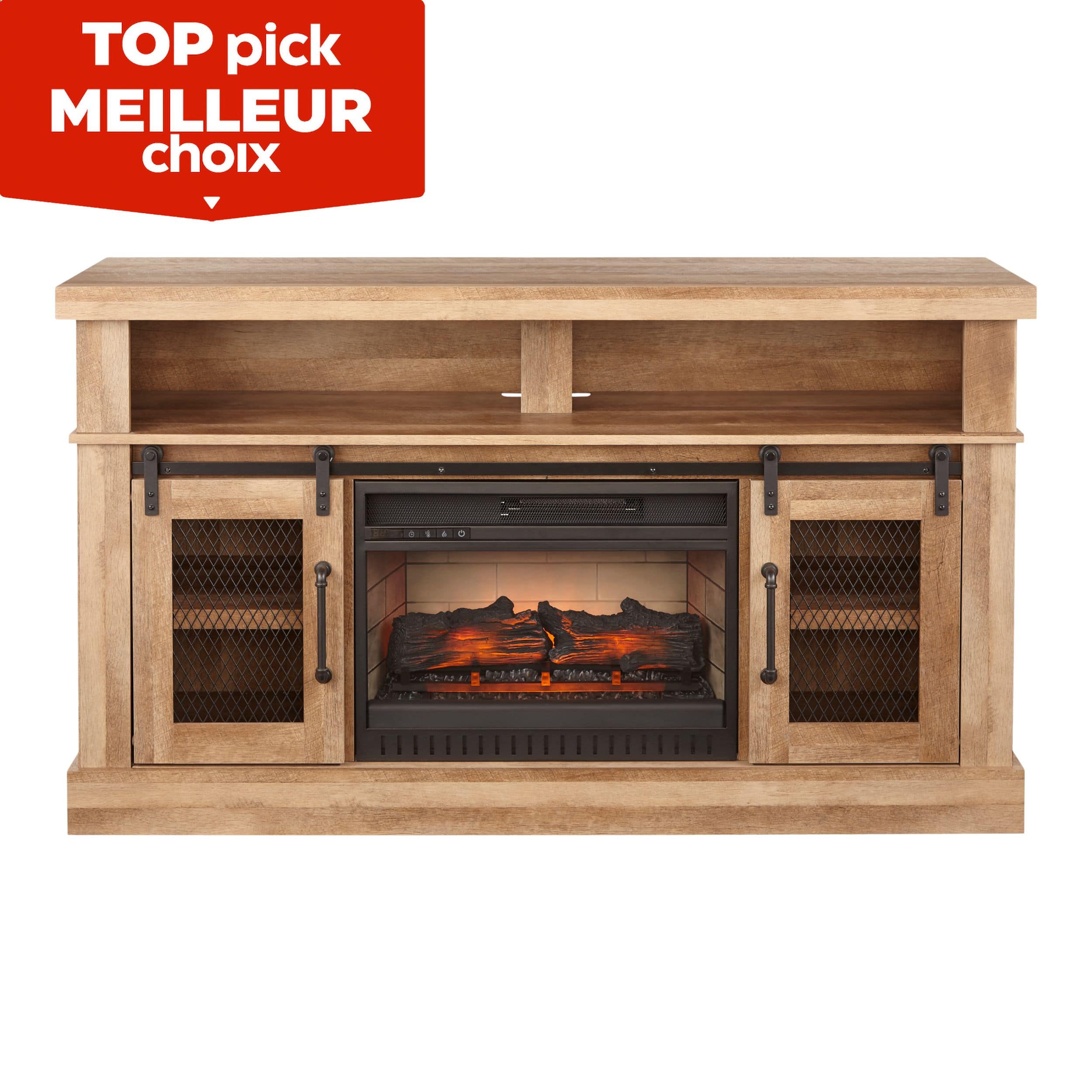 CANVAS Hanover Media Electric Fireplace TV Stand, 58-in, 1400W, Includes  Remote Control, Brown Canadian Tire