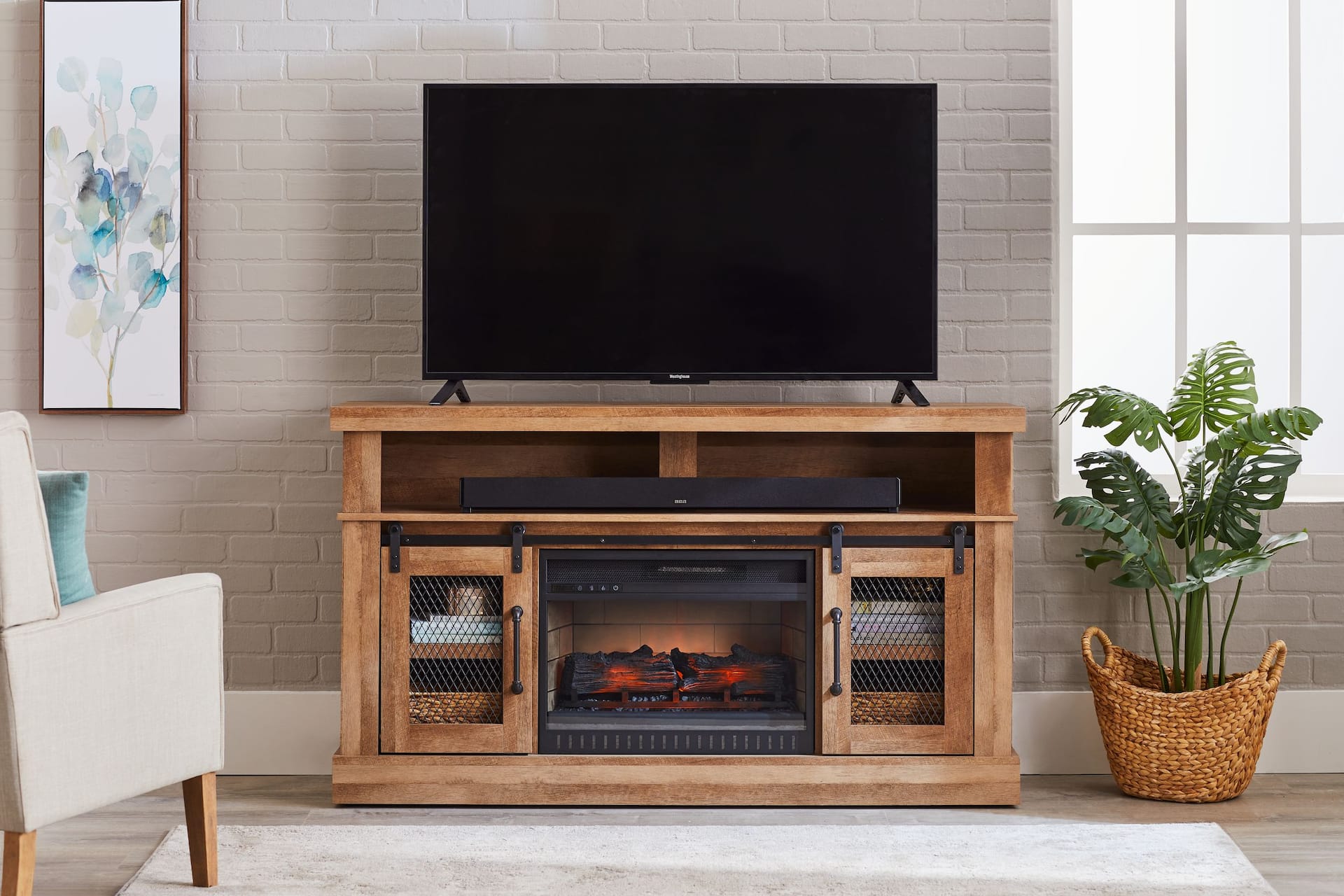 Canadian tire deals tv fireplace stand