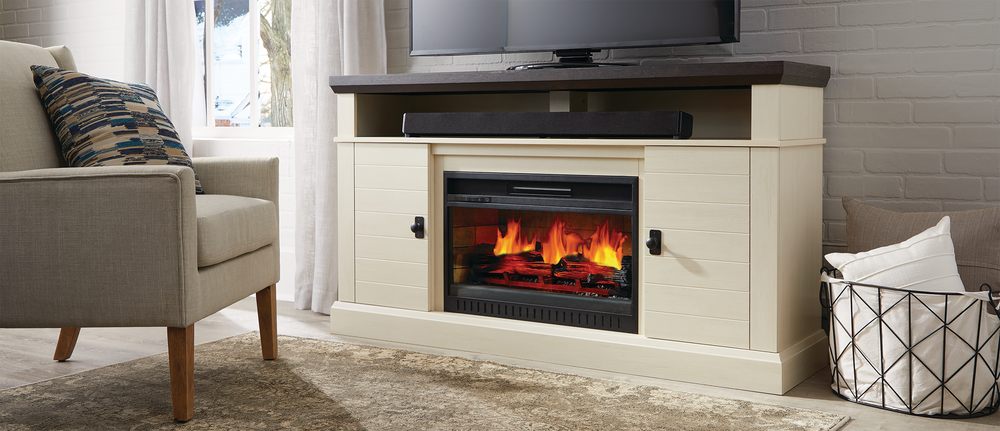 Canvas Ashcroft Media Console Electric, Tv Stand With Fireplace White 60