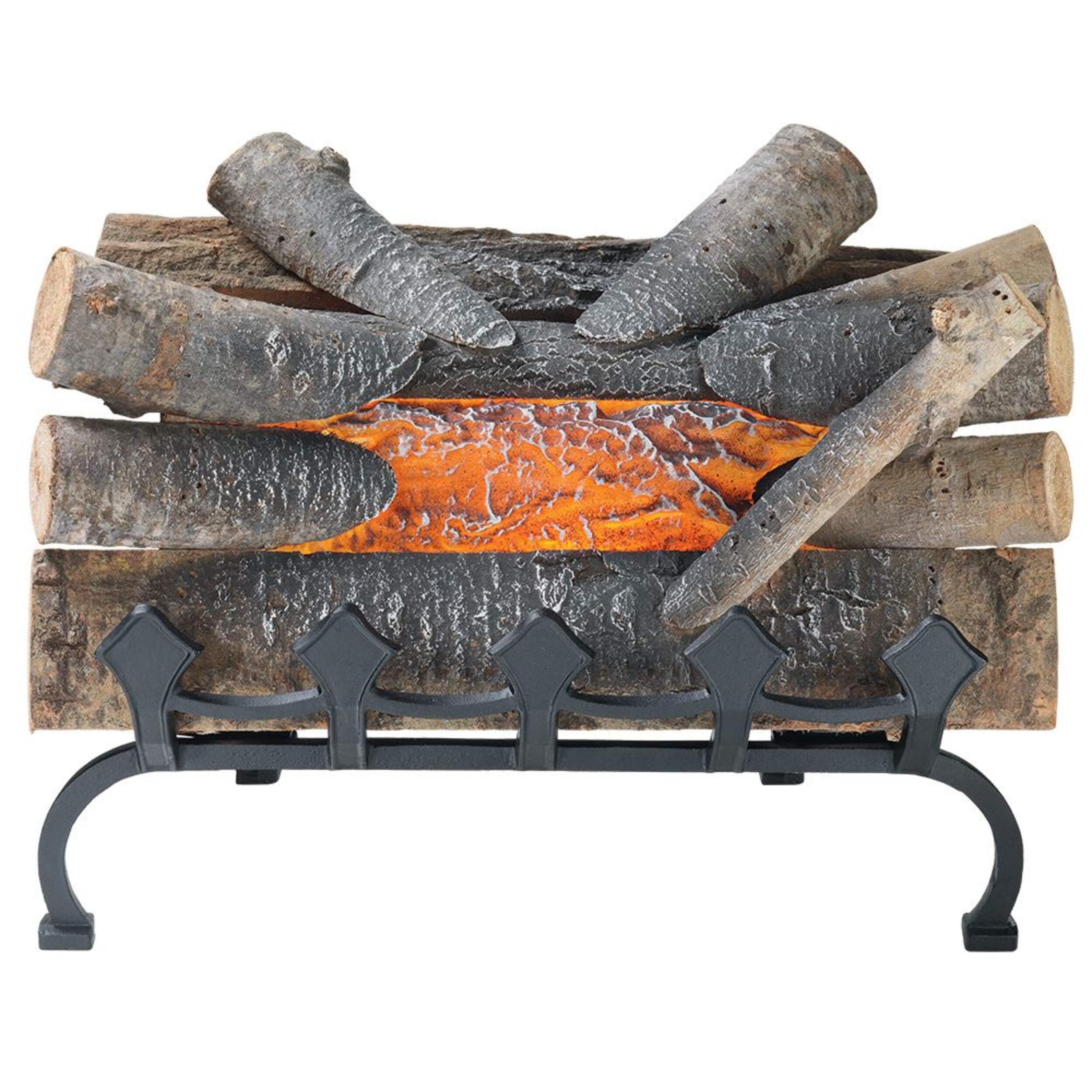 Pleasant Hearth  Electric Fireplace Log / Fireplace Log Insert With Grate, 20-in, Black Front_Elevated