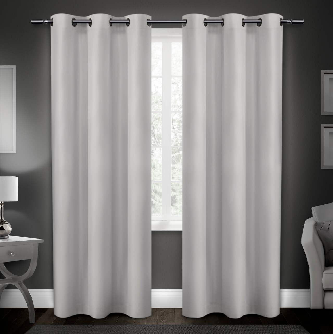 CANVAS Semi Sheer Orillia Linen Window Curtain with Rod Pocket & Back Tab,  Natural, 54-in x 84-in, 2-pk