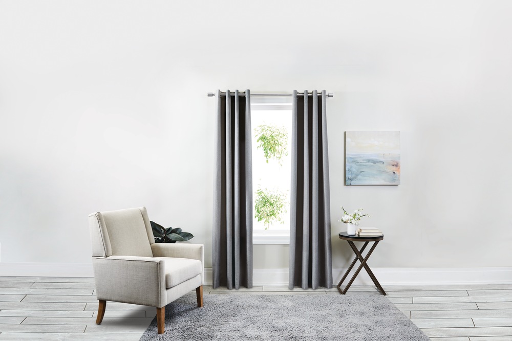 CANVAS Loho Solid Blackout Grommet Top Window Curtains, Black Pearl, 52