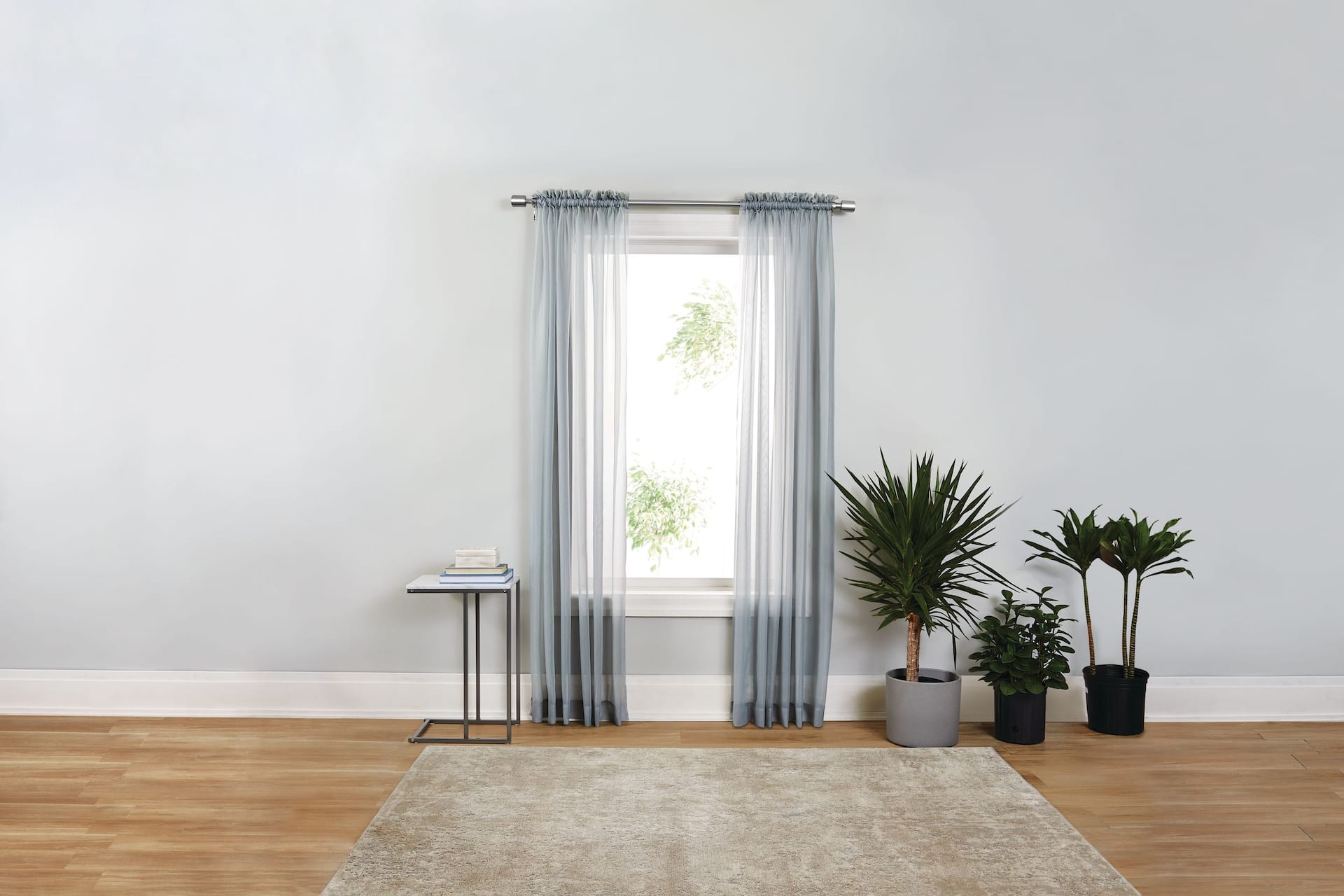 For Living Sheer Viole Window Curtain with Rod Pocket, Grey, 54-in