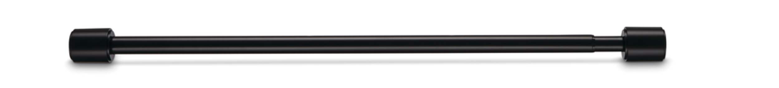 Tringle à rideaux simple réglable CANVAS Nappa, noir mat, 28 à 48 po, 1 po de diamètre Front_Flat