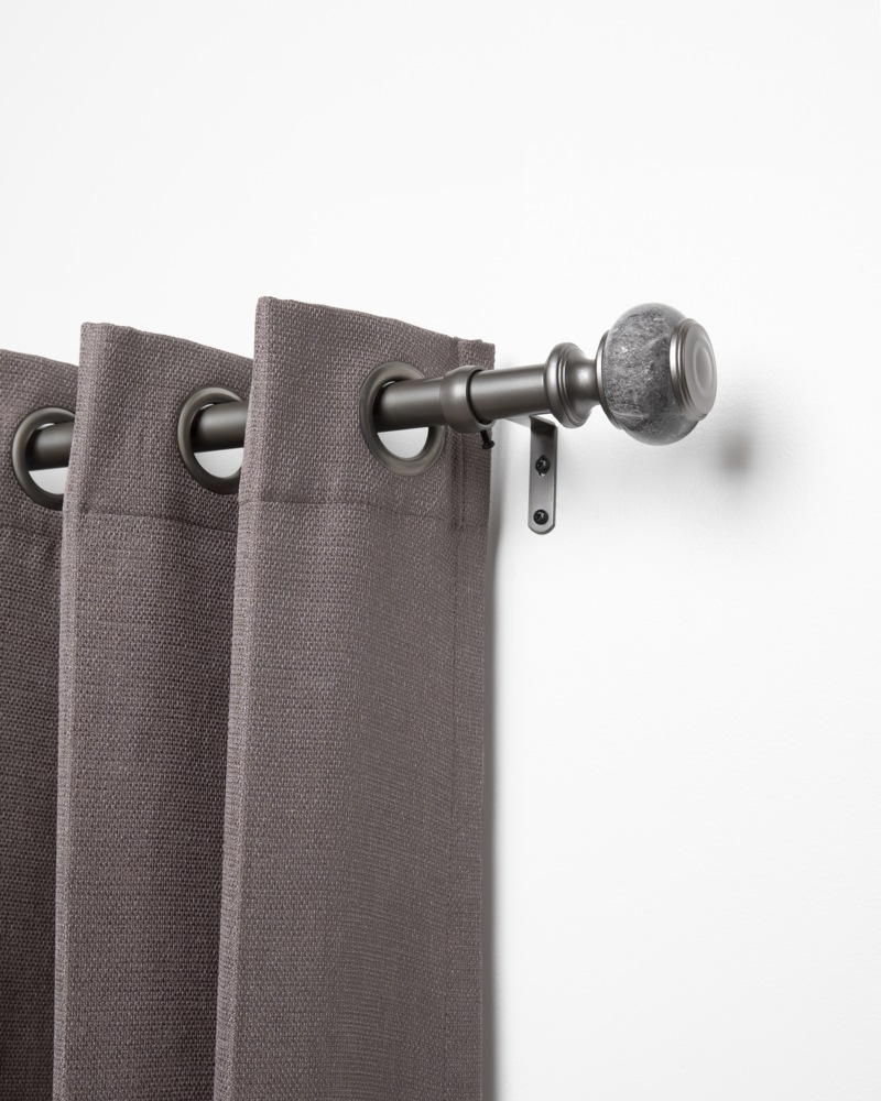 CANVAS Adjustable Steel Curtain Rod with Marble Finials, Grey, Assorted Sizes, 1in Diameter