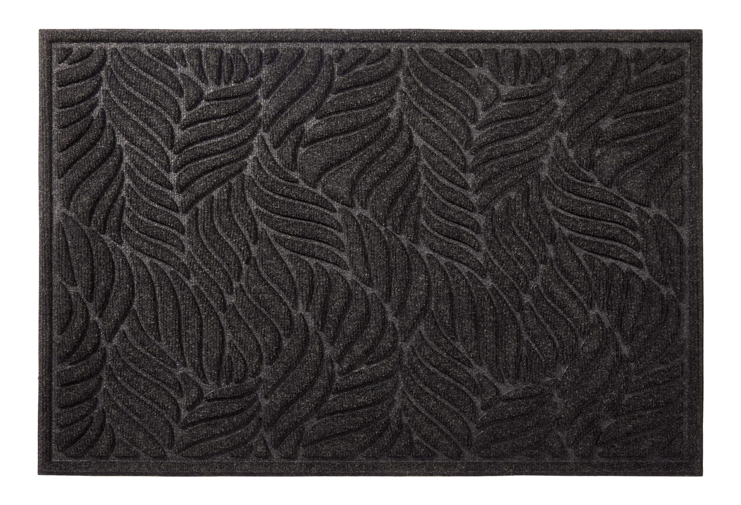 Tapis d'hiver robuste pour l'intérieur et l'extérieur For Living Contours, feuilles torsadées, gris anthracite, 2 x 3 pi Overhead_Flat