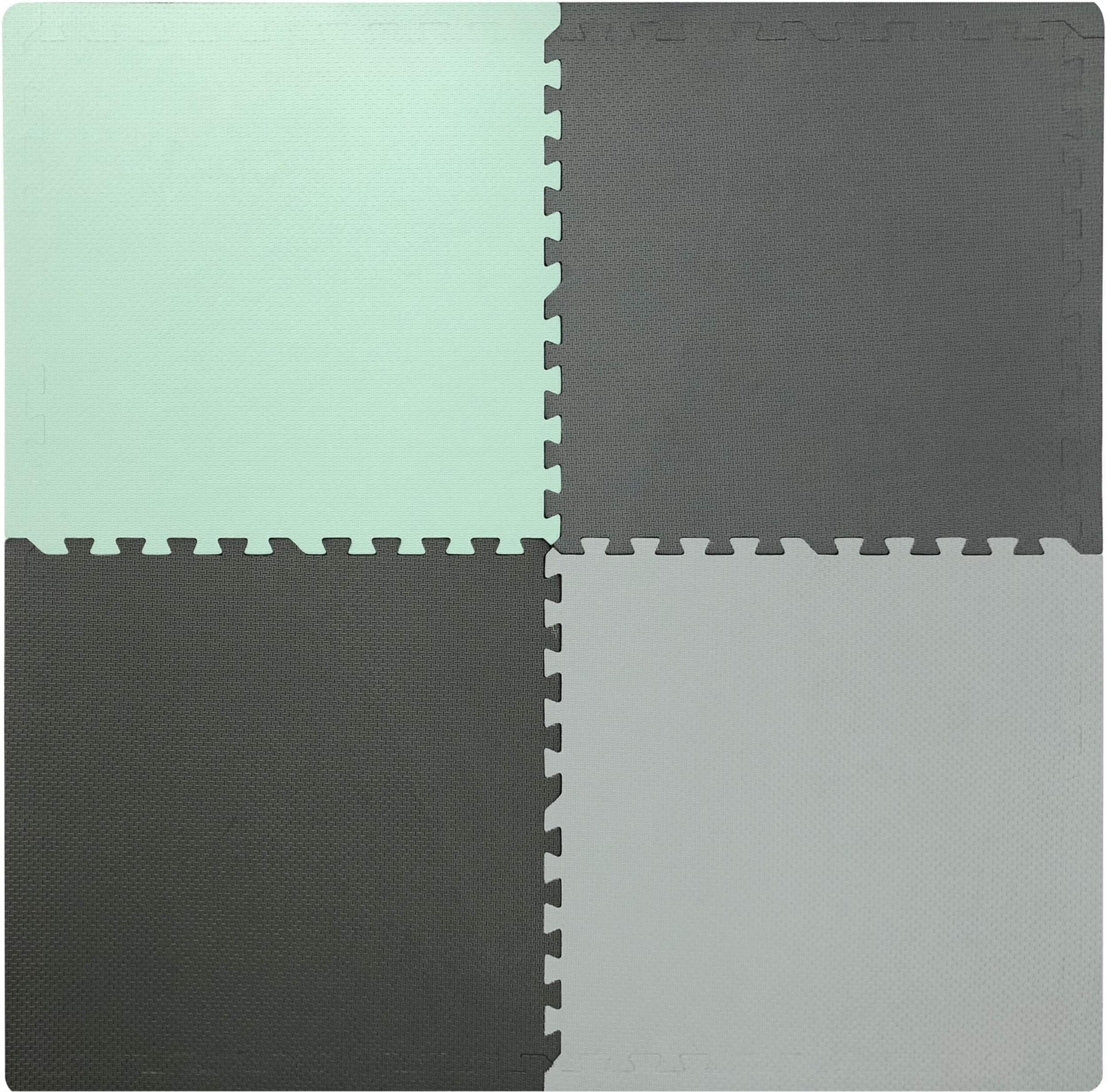 Tapis antifatigue emboîtables For Living, nattés vert/gris, 24 x 24 po, paq. 4 Overhead_Flat