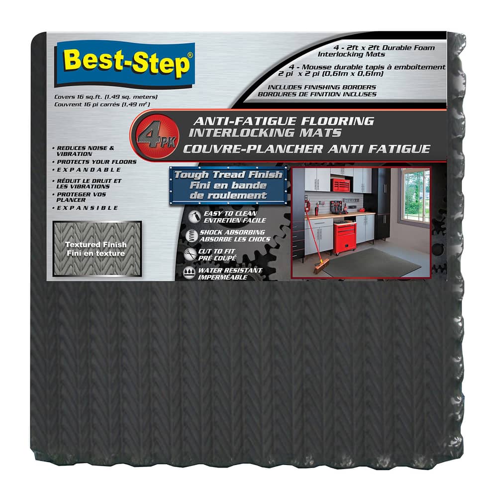 Best Step Anti Fatigue Interlocking Foam Tile Mats Gray 4 Pack 