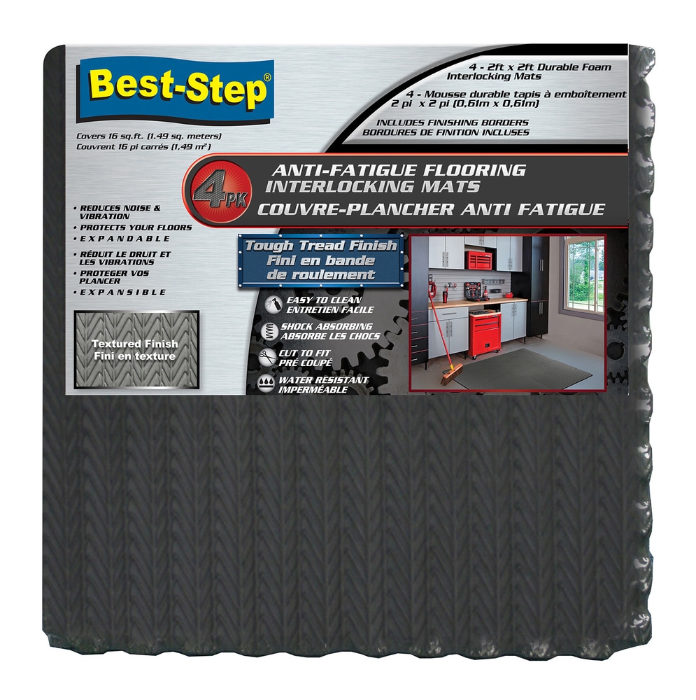 BestStep AntiFatigue Interlocking Mats, Black Tire Tread, Assorted