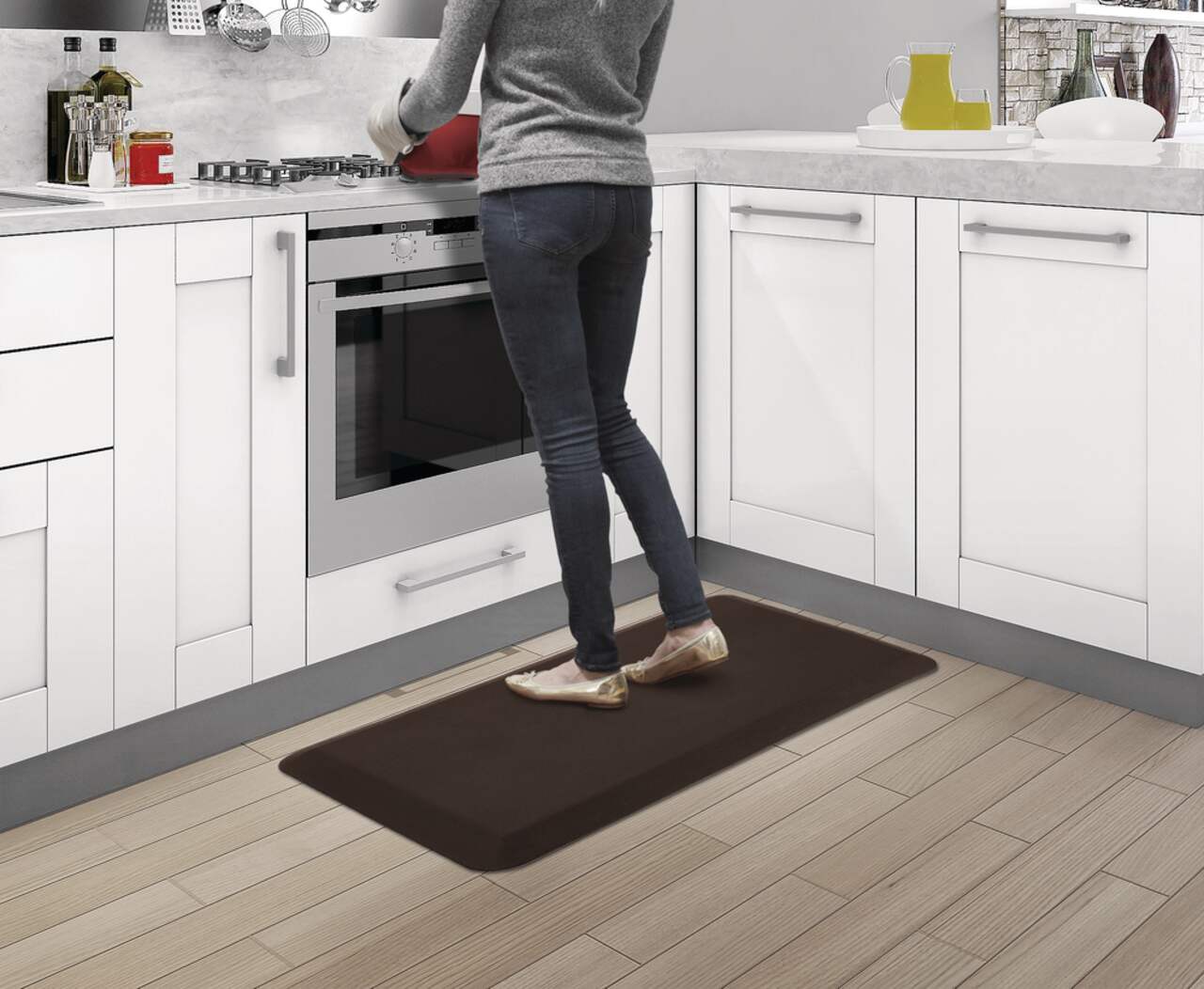Sky Solutions Anti Fatigue Mat - Cushioned 3/4 Inch Comfort Floor Mats for  Kitchen, Office & Garage (20 in x 39 in - Chocolate Brown) 