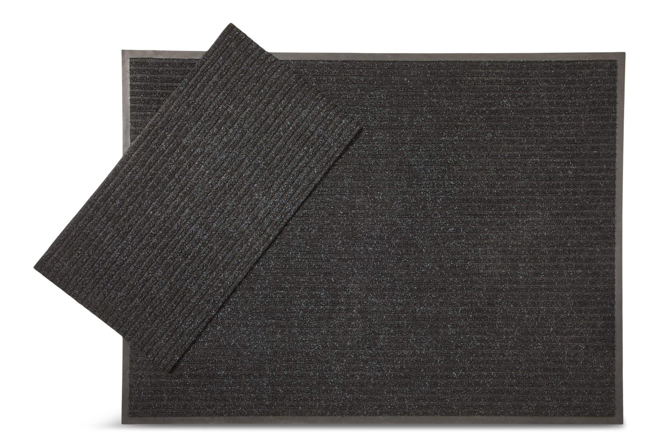 Multy Home Indoor/Outdoor Protective Floor Mat with Bonus Accent Mat, Black Front_Flat