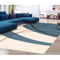 Tapis d’intérieur abstrait ECARPET Cosi, bleu/crème, tailles variées Overhead_Plunge