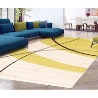 Tapis d’intérieur abstrait ECARPET Cosi, crème/vert, tailles variées Overhead_Plunge