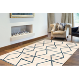 Tapis géométrique d’intérieur ECARPET Ana, ivoire/bleu, tailles variées Overhead_Plunge