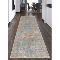ECARPET Bahama Heriz Indoor Area Rug, Blue, Assorted Sizes Overhead_Plunge
