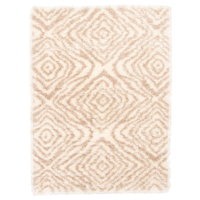 Tapis d’intérieur à poil long abstrait ECARPET Agadir, ivoire/havane, tailles variées Overhead_Flat