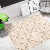 ECARPET Devos Indoor Geometric Area Rug, Ivory/Blue, Assorted Sizes Overhead_Plunge