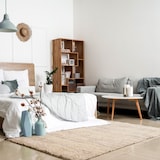 Tapis d'intérieur rectangulaire à poil long en polypropylène Sia, crème/gris pâle, 7 pi 10 po x 10 pi 2 po Front_Angled_Left